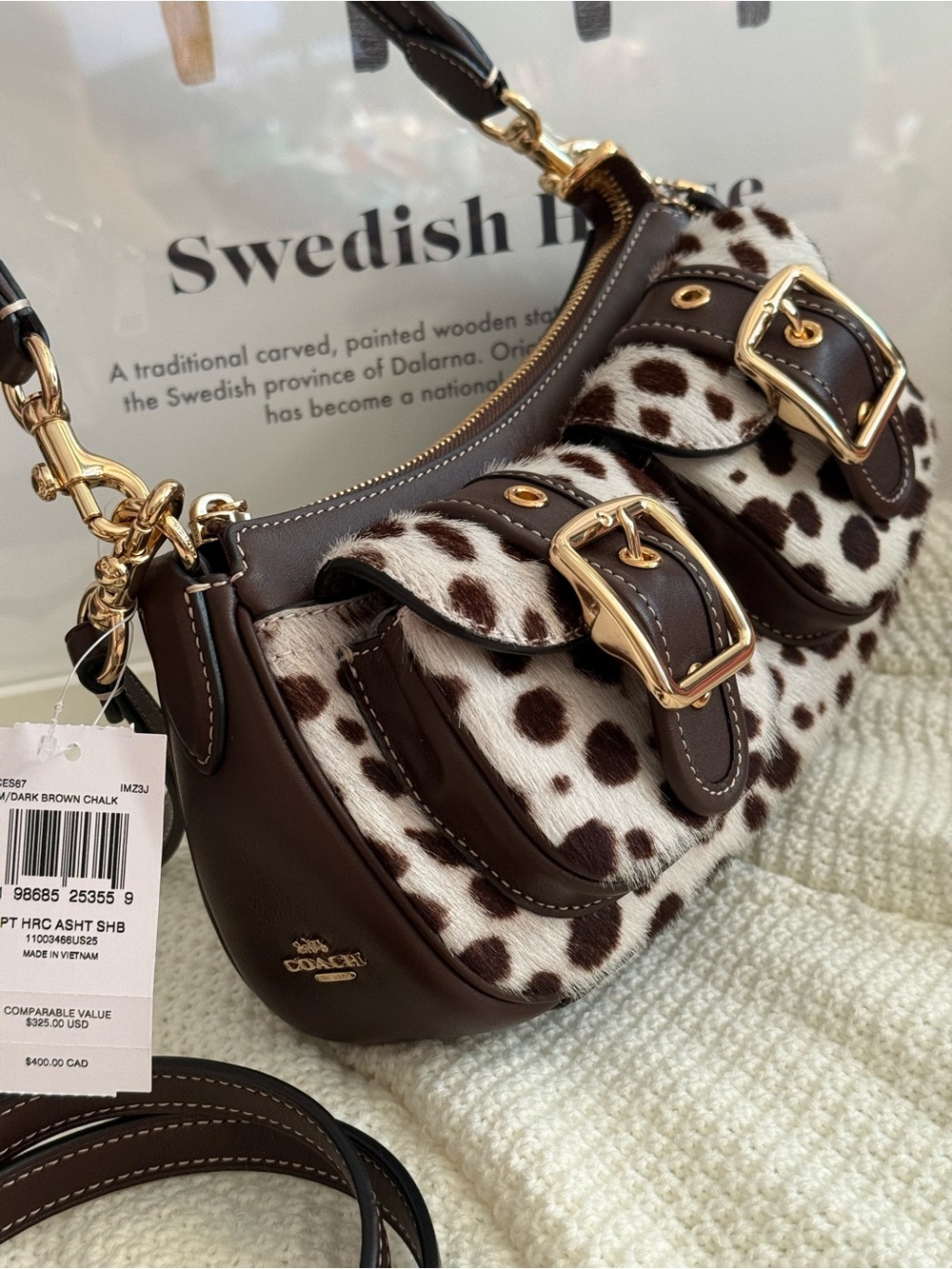 Coach Ashton Shoulder Bag In Haircalf Im/Dark Brown Chalk ces67 - Picture 6 of 10